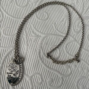 Brighton Expressions Smell the Roses Reversible Silver Crystal Heart Necklace